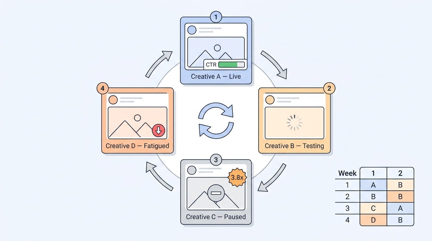 Creative rotation system: how to cycle ads before fatigue sets in