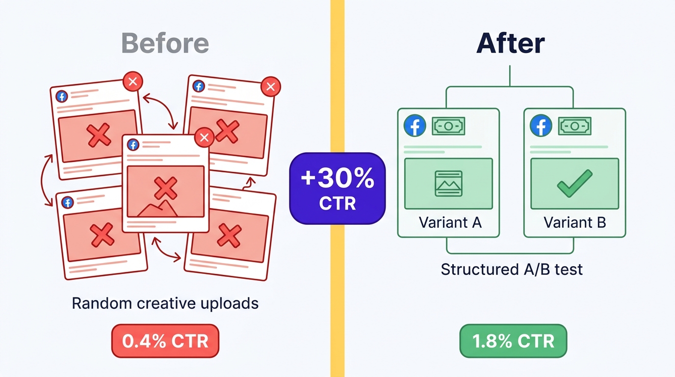 Structured vs random creative testing — before and after workflow