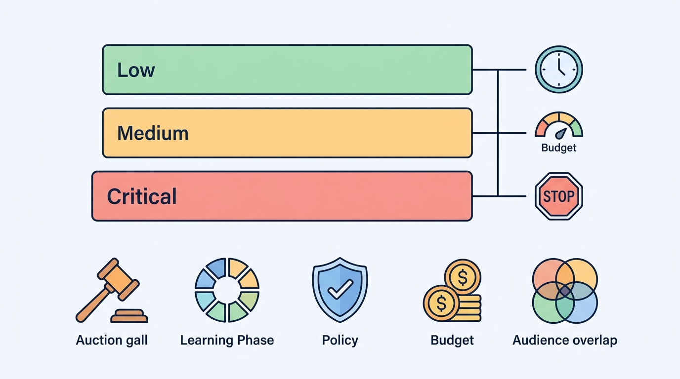 Facebook Ads Delivery Failure Severity Diagram