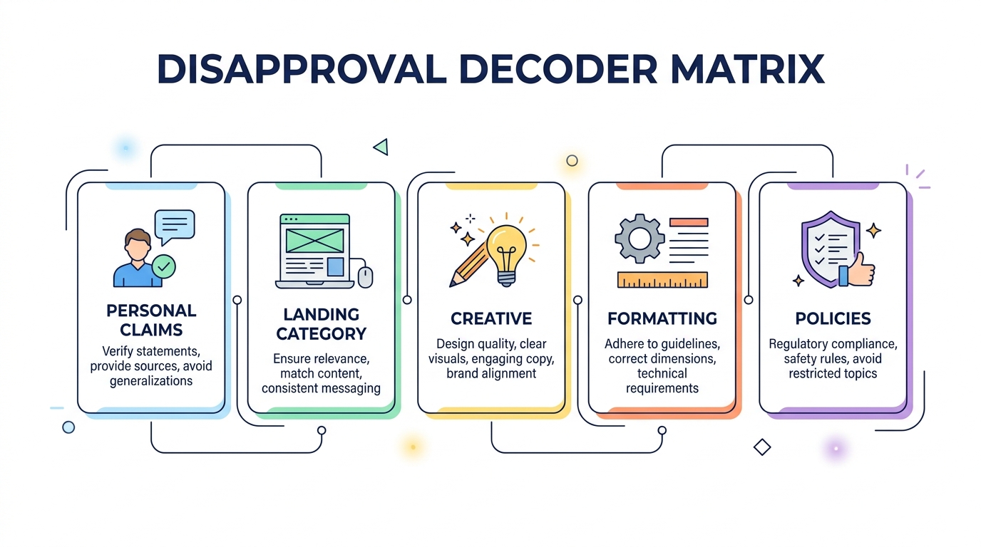 Disapproval Decoder Matrix five buckets for facebook ads disapproved