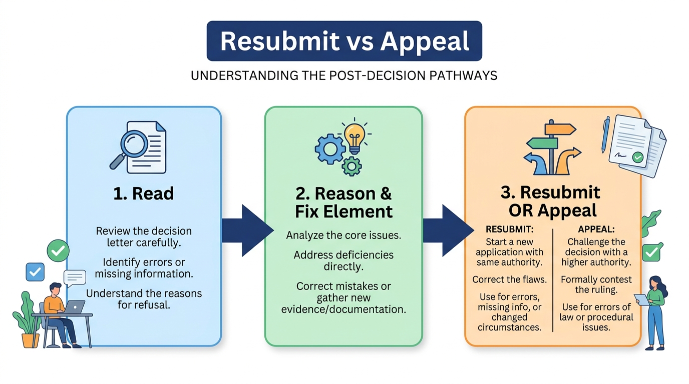 Resubmit versus appeal decision flow for disapproved meta ads